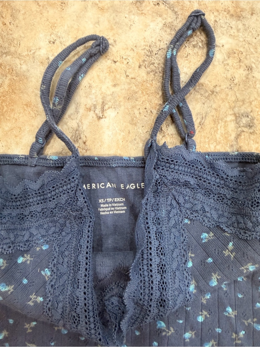 American Eagle Lace Trim Pointelle Cami - Picture 5 of 6